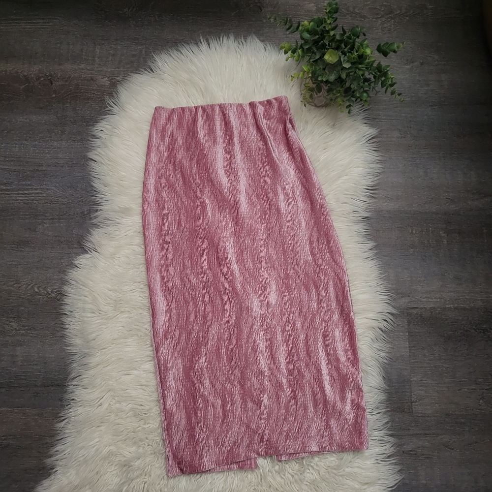 UO Kimmy Velvet High-Rise Pink Midi Skirt size XS - Picture 3 of 13